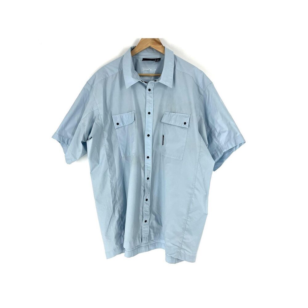 TrueWerk Shirt Size 3XL Mens Blue Snap Button Up Cloud Work Short Sleeve Collar